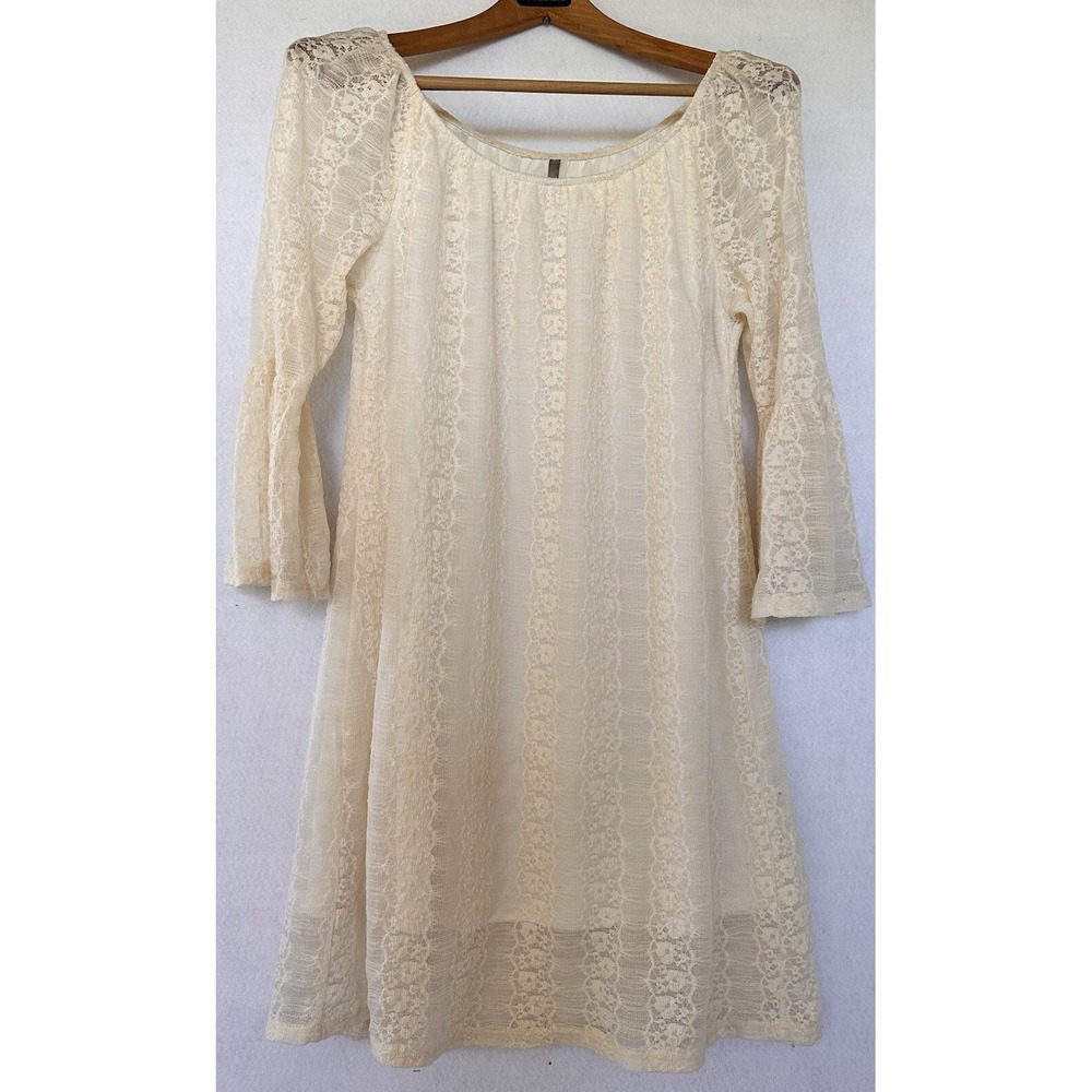 Red Lolly Lace Tunic Top Cottagecore Peasant Womens Small Cream Excellent